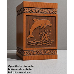 Personalized Wooden Cremation Urn: Dolphin & Waves Engraving, Custom <b>Memorial</b> urn <b>Memorial</b> <b>Keepsake</b> by AYAANS - Product Image 6
