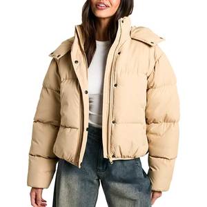 Women's <b>Short</b> Quilted Puffer <b>Jacket</b> Winter High Waist Bubble Coat Long <b>Sleeve</b> Zipper Closure Casual Fashion Wear 2026 - Product Image 1