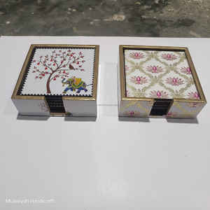 ที่รองแก้วไม้พิมพ์ลายดีไซน์ใหม่ชุดที่รองแก้วชากาแฟรูปทรงสี่เหลี่ยมทำจากไม้ออกแบบอย่างสวยงาม - Product Image 3