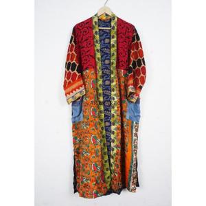 Kimono de Seda 100% a Rayas de Manga Larga para Mujer, Ideal para Bodas, Fiestas, Spa, Hogar, Estilo Bohemio de Verano - Product Image 1