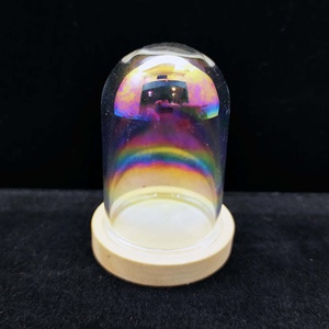 Cúpula de Cristal Iridiscente Transparente en Miniatura a Escala 1:12 con Base de Madera, Adorno Decorativo - Product Image 6