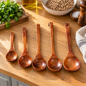 Cuchara de Servir de Madera Artesanal Ecológica y Duradera con Acabado de Grano de Madera Natural Antideslizante, Logotipo Personalizado, Venta al por Mayor OEM/ODM - Product Image 5