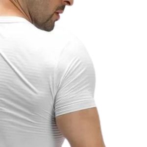 Men's <b>White</b> Slim Fit Crew Neck Short Sleeve T Shirt <b>Plain</b> Stretch Casual Basic Tee - Product Image 4