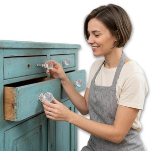 Beads Art <b>Crystal</b> Glass Modern Cabinet <b>Knob</b> Handle Durable Eco-Friendly Adjustable Multi-Function for Home Office Furniture - Product Image 4