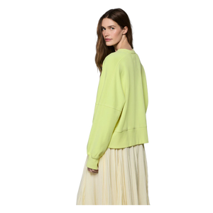 Sweat-shirt tricoté surdimensionné pour femme, couleur unie, épaules tombantes, manches longues, col rond, en coton respirant, haut d'automne - Product Image 2