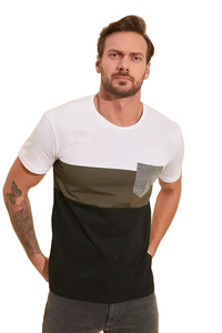 Camisetas al por mayor con cuello redondo, ropa informal, camisetas de alta calidad para hombre, diseño de moda urbana con bolsillo, camisetas con cuello redondo. - Product Image 4