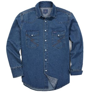 เสื้อเชิ้ตยีนส์ผู้ชาย แขนยาว ผ้าฝ้าย 100% นุ่ม สวมใส่สบาย มีกระเป๋า ทรงเข้ารูป ยืดหยุ่นเล็กน้อย เสื้อผ้าสไตล์คาวบอยสำหรับผู้ชาย - Product Image 6