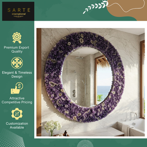 Nouveau Miroir Moderne en Améthyste Écologique, Fait Main, Lumineux, avec Cadre en Pierre Naturelle, Centre de Table pour Espace Spirituel et Décoration Intérieure, pour la Guérison - Product Image 3