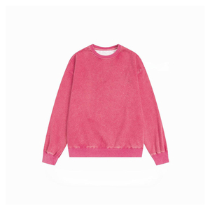 เสื้อสเวตเชิ้ตโอเวอร์ไซส์สไตล์วินเทจ ล้างสีแบบ Stone Acid Wash พร้อมปักโลโก้ตามสั่ง ราคาส่งถูก รับผลิตแบบ OEM สำหรับฤดูหนาว คอกลมสีพื้น - Product Image 5
