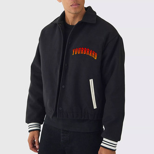 Veste de baseball personnalisable à bouton unique, noire et blanche, élégante, en gros, pour hommes - Product Image 4