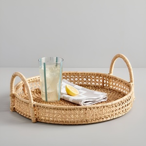 Décoration intérieure durable, plateaux en fibres naturelles faits sur mesure, tressés à la main, conteneur de rangement en rotin - Product Image 1