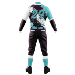 Ensemble uniforme de baseball pour homme, bleu, manches rouges, pantalon blanc, polyester respirant, manches courtes, coupe classique, toutes saisons - Product Image 4