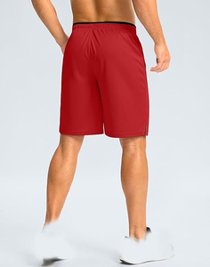 Premium <b>Men's</b> 100% Cotton <b>Red</b> Solid Color Quick Dry Sport <b>Shorts</b> Elastic Waist Knitted Polyester Mid Length Athletic Wear - Product Image 1