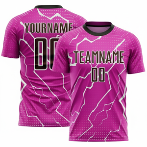 Camiseta de Fútbol Sublimada Morada para Hombre, Manga Corta, Cuello Redondo, Poliéster que Absorbe la Humedad, Ropa Deportiva, Patrón Geométrico - Product Image 1
