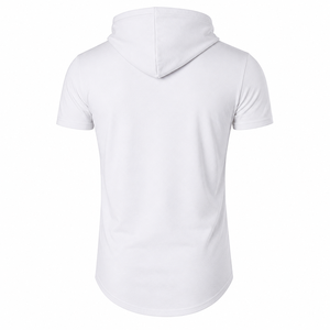 <b>Short</b> <b>Sleeve</b> <b>Hoodies</b> Custom Manufacturing OEM ODM Breathable Cotton Hooded Sweatshirt Private Label Apparel Factory Wholesale - Product Image 2