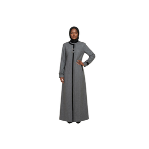Women's Floor Length Long Sleeve <b>Abaya</b> with Black Stripe Modest Loose Fit Middle East Style Muslim Women's Daily Wear All Season - Product Image 1