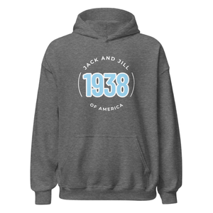Sweat-shirt à capuche unisexe gris chiné foncé avec motif brodé circulaire, en molleton, à manches longues, décontracté, pour l'hiver - Product Image 1