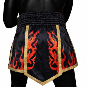 กางเกงมวยไทย SHH สีดำแดงลายเปลวไฟ สำหรับผู้ชาย MMA มวยสากล คิกบ็อกซิ่ง ฝึกซ้อม แข่งขัน ผ้าซาติน แห้งเร็ว โพลีเอสเตอร์ 100% พิมพ์ลายดิจิตอล - Product Image 6