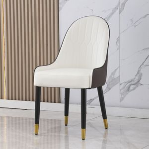 Ensemble de 2 chaises de salle à manger avec pieds en métal blanc et marron, en cuir PU, meubles durables et élégants - Product Image 4