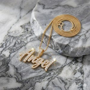 Trendy Hiphop 10K <b>Solid</b> <b>Gold</b> Custom Iced Cursive Initial Letter Name <b>Pendant</b> Charms Lab Grown Diamond Personalized Party Gift - Product Image 3