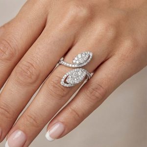 White <b>Gold</b> Diamond <b>Cocktail</b> <b>Ring</b> Round Brilliant Cut Luxury Women Engagement <b>Ring</b> - Product Image 2