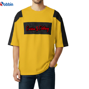 Camiseta Personalizable de Moda para Hombre, Talla Grande, Amarilla y Negra con Mangas en Contraste, Diseño en Blanco Multicolor Personalizado - Product Image 2
