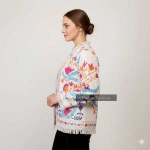 Vêtement d'hiver pour femme en velours brodé, style bohème esthétique, fait main, séchage rapide, respirant, coton écologique, motif floral de luxe - Product Image 4