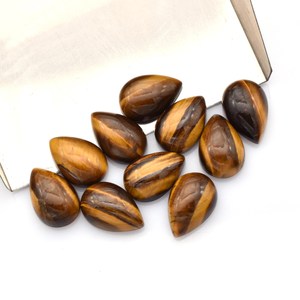 Lot en gros de cabochons en œil de tigre naturel 5x7mm, forme poire, dos plat, calibrés, pierres précieuses en vrac pour la fabrication de bijoux - Product Image 3
