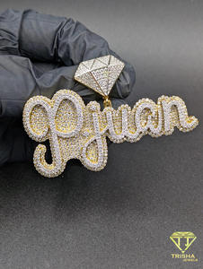 Collar de Hip Hop con Nombre Personalizado de Moissanita y Diamantes, Cadena Bling con Letras Escritas, Regalo de Lujo - Product Image 3