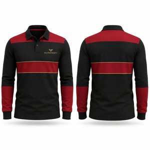 Camisa de Rugby a Rayas de Manga Larga para Hombre, Cuello Alto, Corte Regular, para Todas las Temporadas, 100% Algodón, Transpirable, Anti-UV - Product Image 3