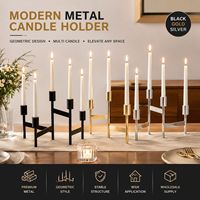 Tempat Lilin Logam Lipat Modern Geometris Multi Lengan untuk Dekorasi Meja Pernikahan dan Rumah Grosir