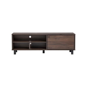 Modern Laminated Board TV Cabinet Columbia <b>Walnut</b> Finish Lowboard Media Console Entertainment Center with Sliding Storage Door - Product Image 2