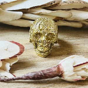 Bague Tendance Hip Hop Crâne Gothique en Laiton pour Hommes, Plaqué Or 18 carats, Style Punk Massif, Bijoux de Motard, Vente en Gros/OEM/ODM - Product Image 1