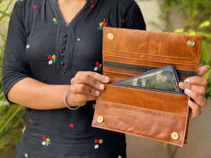 Pochette en cuir de vache pour femmes, porte-monnaie élégant - Product Image 4