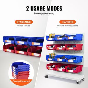 Contenitore di Stoccaggio Impilabile Resistente, Set da 6, Blu/Rosso, Organizzatore Appeso 11x11 Pollici, Contenitore in Plastica - Product Image 5