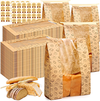 Sac en papier kraft brun écologique personnalisé pour boulangerie, idéal pour pain au levain, sandwichs et biscuits, avec fenêtre