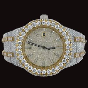 Reloj de Lujo con Incrustaciones de Moissanita, Tono Oro Rosa y Plata, Esfera Completamente Pavimentada, Estilo Hip Hop, Reloj de Pulsera Unisex - Product Image 4