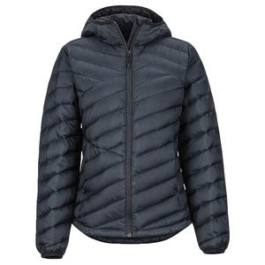 Blouson bomber en duvet fin à capuche pour homme, coupe-vent décontracté d'hiver, fermeture éclair, logo sur le devant, coupe classique, couleur unie, polyester - Product Image 3
