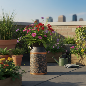 Vase en métal galvanisé Headway de 7,5 pouces, style antique, rétro, rustique, vintage, primitif, ferme, campagnard, vert - Product Image 5