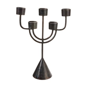 Vintage five arm metal candelabra antique <b>black</b> finish classic candle holder stand elegant table decor centerpiece traditional - Product Image 1