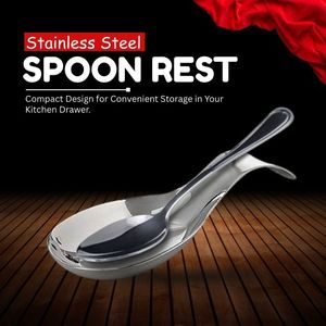 Top Quality Stainless Steel Spoon Rest 160gms <b>Kitchen</b> <b>Utensil</b> Spatula Ladle Tongs <b>Holder</b> Heavy Duty Dishwasher Bulk Safe - Product Image 3