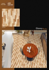 400x400mm Glossy Wood Strip Design <b>Ceramic</b> Floor Tiles – Digital Wooden Pattern Tiles for Living Room 400x400mm Glossy Series - Product Image 3