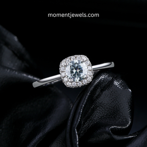 Anillo Halo de Moissanita Color Gris D, Plata de Ley 925, Engaste de Garras, Certificado por Terceros, Moderno, para Compromiso y Boda, para Mujer - Product Image 3