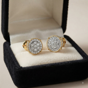 Boucles d'oreilles clous tendance en or massif 10K avec diamants de laboratoire multi-tailles et design floral, personnalisables, idéales pour les soirées – Meilleures ventes - Product Image 5