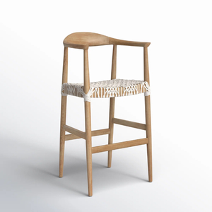 Rope Woven <b>Bar</b> Chair Restaurant <b>Set</b> Furniture Modern Design with Teak Wooden Frame Material for <b>Bar</b> Furniture - Product Image 2