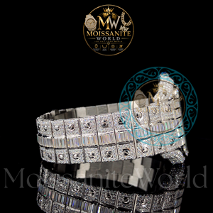 Montre-bracelet de luxe en alliage de quartz premium, cadran en verre serti de diamants Moissanite couleur D VVS1, acier inoxydable 20 mm, étanche - Product Image 3
