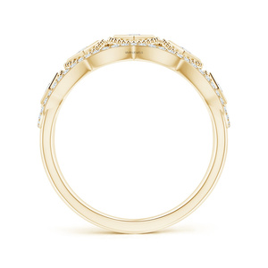 Anillo de banda ancha con diamante cultivado en laboratorio de corte geométrico vintage, diseño Milgrain Pave, oro de 10K, 14K, 18K, plata 925, 935, para aniversario o compromiso - Product Image 4