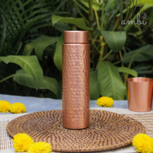 Export Quality Hammered <b>Copper</b> Water <b>Bottle</b> Pure <b>Copper</b> <b>Bottle</b> with Customized Design and Branding - Product Image 4