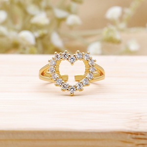 Anillo de Corazón de Plata de Ley 925 Chapado en Oro con Circonita Cúbica, Joyería Linda y Dulce para Mujer, Anillos de Compromiso con Corazón para Mujer - Product Image 5