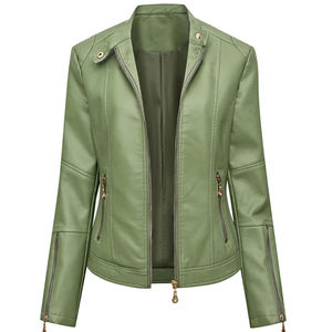 PU Faux Leather <b>Jacket</b> Women Slim Fit Fashion Zipper Casual Biker <b>Jackets</b> Outwear Female Tops Spring Autumn Leather Coat - Product Image 6